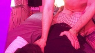 BF Huge Cock Fucks Younger Girlfriend in Fishnets