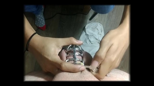 Latina Slutwife makes Cuckold Hubby Put on his Chastity Cage