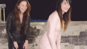 2 Hot Girls Dressed all in Leather Femdom Lesbian Threesome