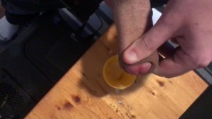 Young Male Jerking off in Small Cup Enjoy Cum