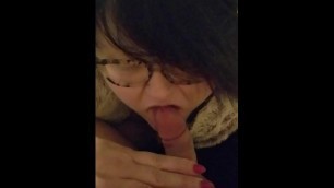 Thick Pale White Girl in Fur gives Slow BJ until Cumshot