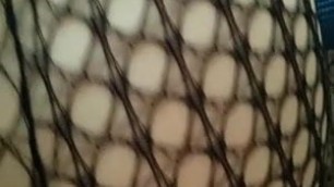 Russian wife in fishnet fucking