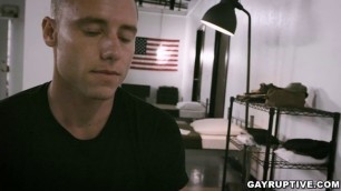 Military guys inside their barracks having a hard hot gay sex