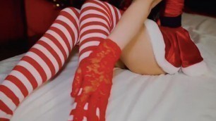 Cutest Asian Girl Having Perfect Gift for Xmas, a Big Dick and Creampie