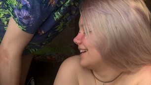 Cute blowjob from a blonde with a baby face