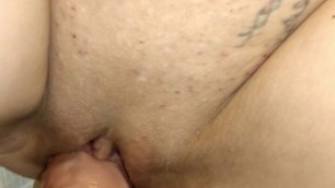 After a party I put on a huge 11 inch dildo and fucked her to orgasm