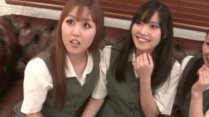 Three naughty Japanese schoolgirls seduce two teachers one by one